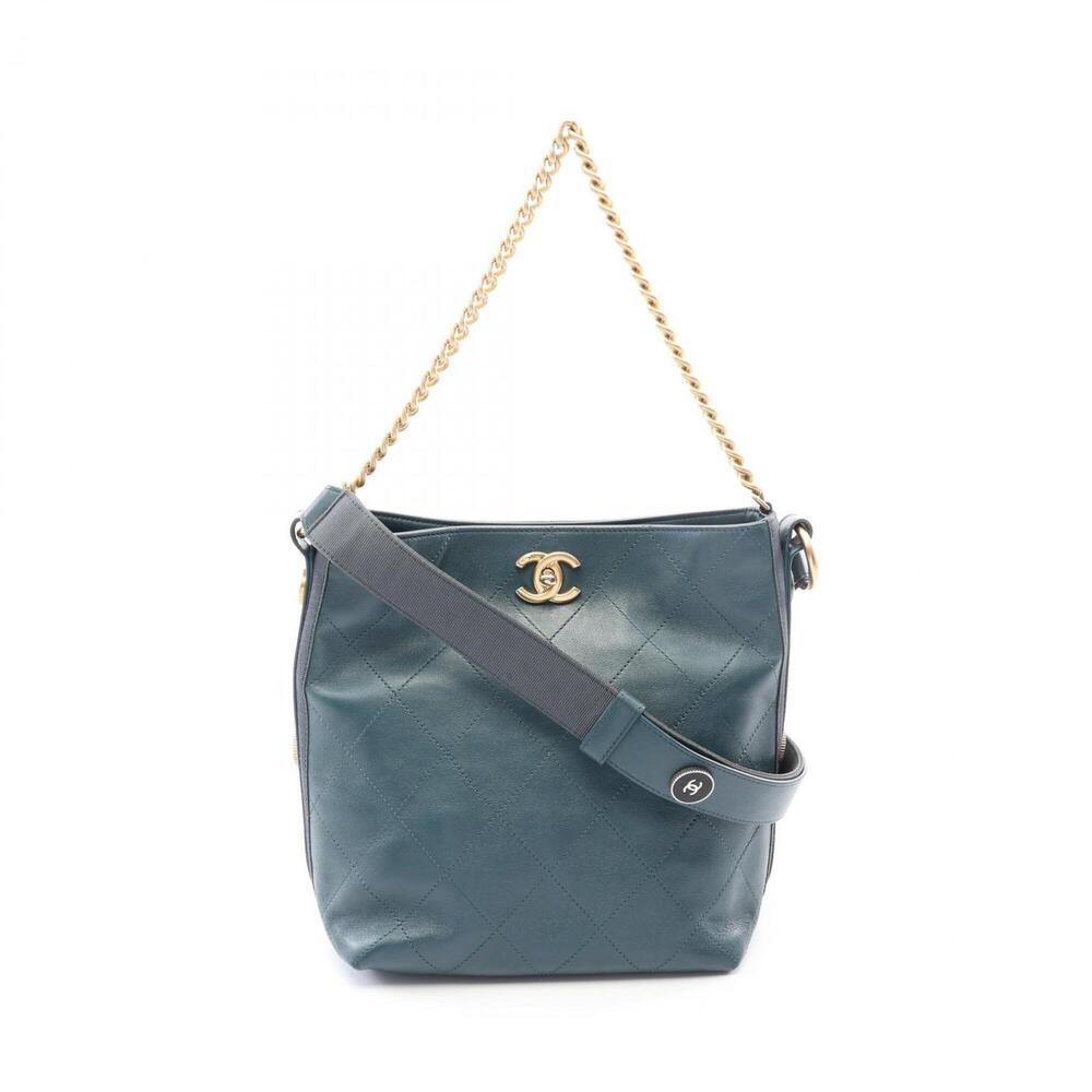 Chanel Matelassé 2-Way Shoulder Bag/Handbag, Leather, Women's, Green